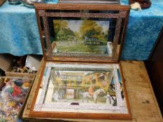 Two 1930's mirrored trays featuring hunt scenes