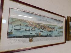 A framed print of 18thC. Plymouth Dockyard