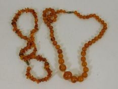 Two rows of vintage amber beads