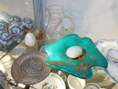 A Murano style art glass bowl, a vaseline glass eg