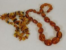 Two rows of vintage amber beads