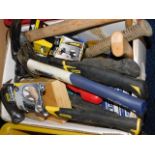 An Estwing hammer, Stanley Fatmax tools, some unus