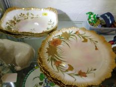 Two gilded Doulton dessert bowls & plates