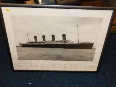 A framed poster of the Titanic