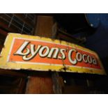 A large Lyons' Cocoa enamel sign