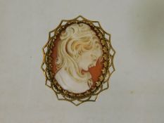 An antique 9ct gold mounted cameo