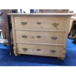 A Low level antique pine chest of drawers