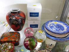 Three Caithness paperweights & two others