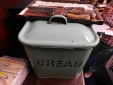 An enamel bread bin & Victorian serving set