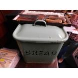 An enamel bread bin & Victorian serving set