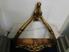 A Louis XV style giltwood console table with marbl