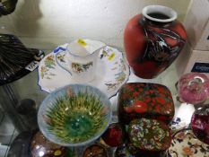 A floral Cornish studio pottery bowl & other items