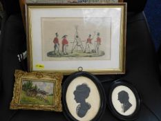Two framed silhouettes, both signed, a small frame
