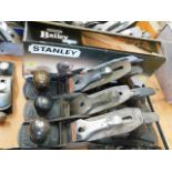 Four Stanley Bailey no.5 planes including one boxe