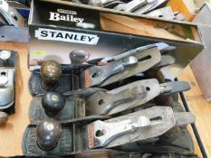 Four Stanley Bailey no.5 planes including one boxe