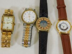 Four gents watches including a train novelty watch