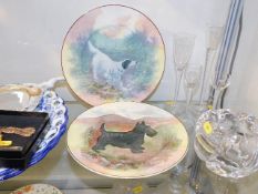 Two Doulton series ware style dog plates