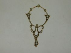A Victorian gold & seed pearl pendant