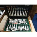 A silver plated cutlery set with box