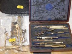 A vintage pocket knife, drawing instruments & a Ne