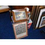 An oak framed picture & a quantity of other prints