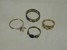 Two small 9ct rings & two silver a/f