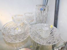 A small selection of cut glass crystal items
