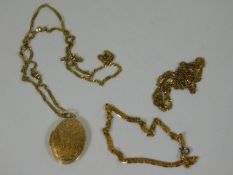 A small 9ct gold chain & locket, a similar bracele