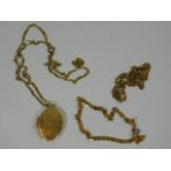 A small 9ct gold chain & locket, a similar bracele