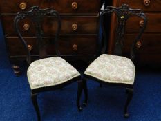 A pair of 19thC. French mahogany dining chairs wit