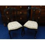 A pair of 19thC. French mahogany dining chairs wit