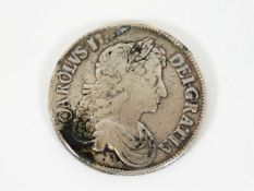 A silver Charles II crown