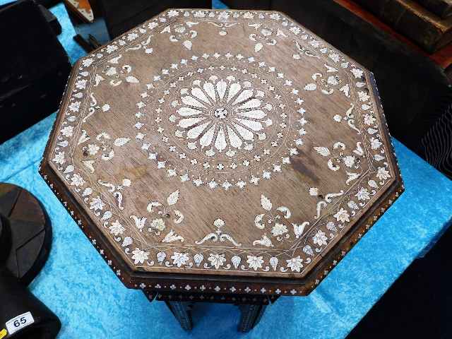 A 19thC. Anglo-Indian ivory inlaid table, some fau