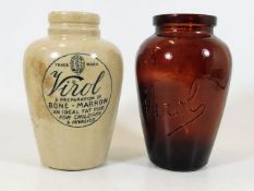 Two pieces of Virol bone marrow advertising wares