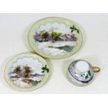 Six early 20thC. hand painted Limoges trios featur