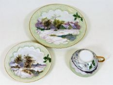 Six early 20thC. hand painted Limoges trios featur