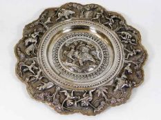 A c.1890 white metal tray, probably Burmese with r