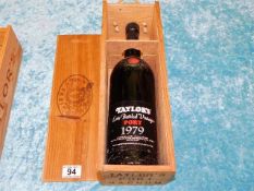 A Taylors late bottled 1979 port magnum in wooden