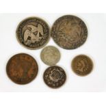 Five 19thC. USA coins & one 19thC. Mexican silver
