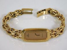 A ladies 9ct gold Omega quartz watch