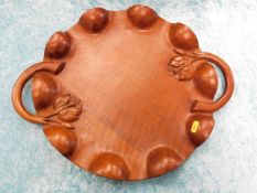 A Chinese early 20thC. carved hardwood tray with l