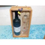 A Taylor's 2001 port with glasses in wooden case