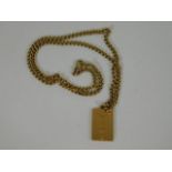 A 9ct gold chain & ingot pendant