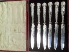 A set of six decorative Edwardian tea knives with