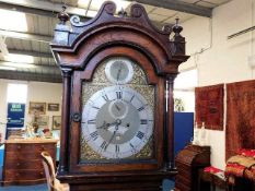 An oak longcase clock with brass & silvered dial s