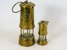A brass Hockley miners lamp twinned with Ferndale