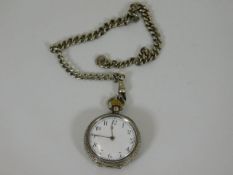 An antique ladies silver pocket watch & small Albe