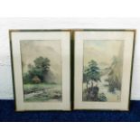 Two c.1900 Chinese watercolours on silk, both appr