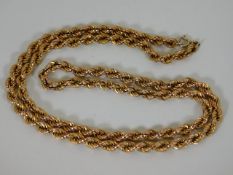 A 32in 9ct gold rope chain