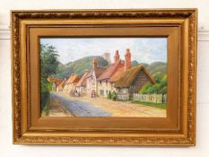 A framed oil of Bramber Sussex street scene inscri
